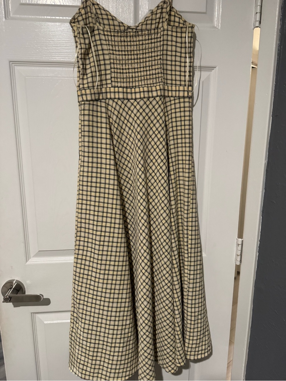 Zara Yellow Checked Maxi Dress with Navy Grid - Picture 8 of 8